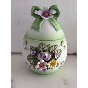 Vintage Porcelain "Floral Easter Egg" Trinket Box
